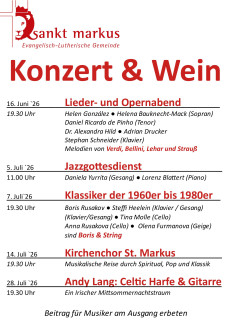 Konzerte bis Ende Juli 26